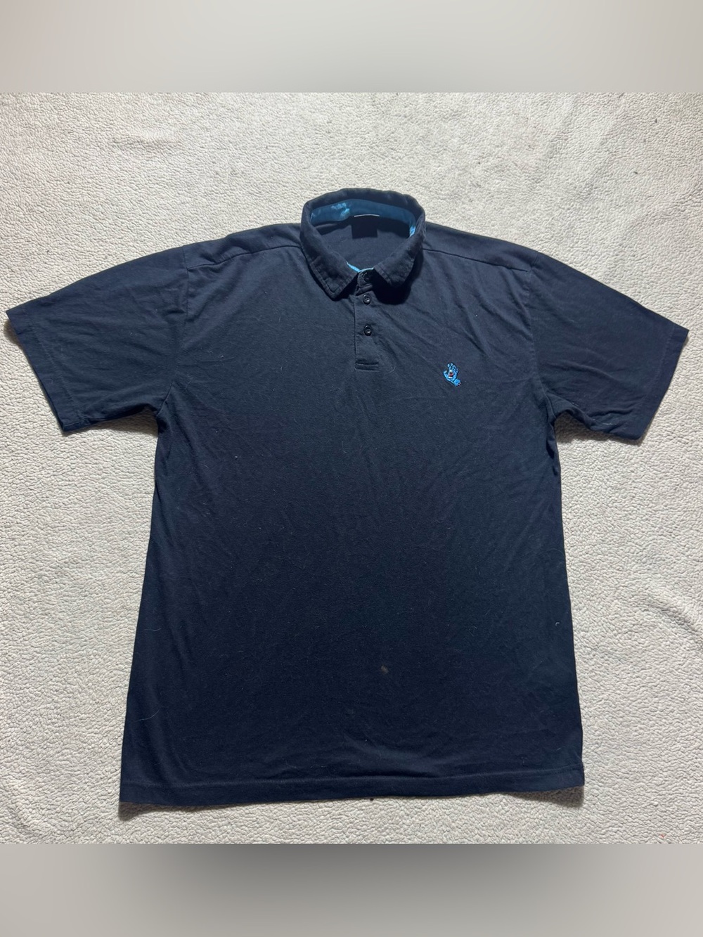 Santa Cruz Shirt Mens Large Black Short Sleeve Polo Hand Embroidered Graphic Tee